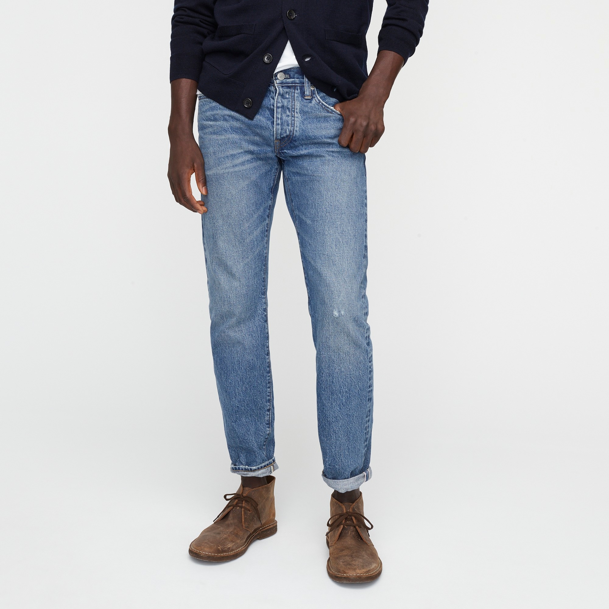 athletic fit raw denim