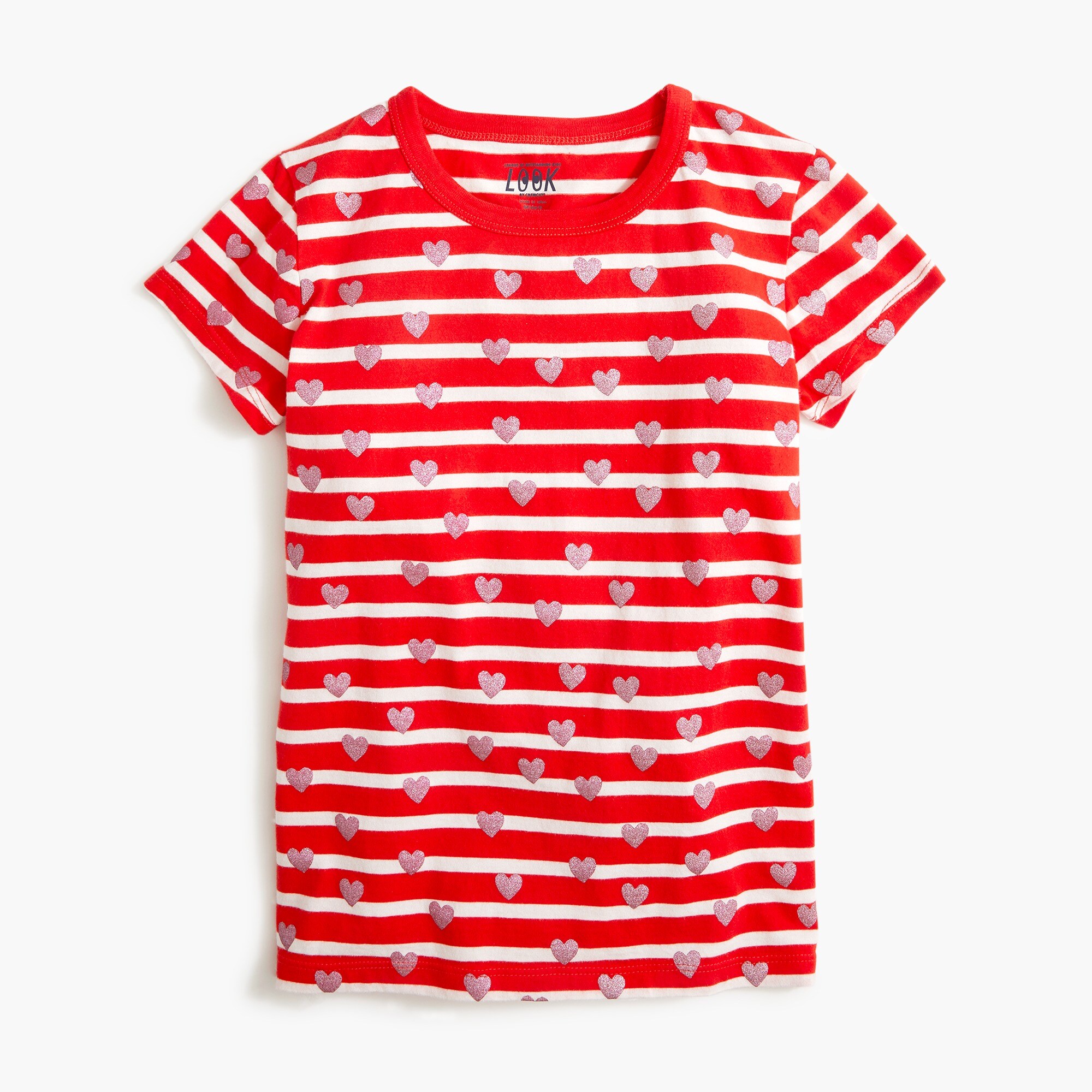 Girls' dancing hearts striped graphic tee