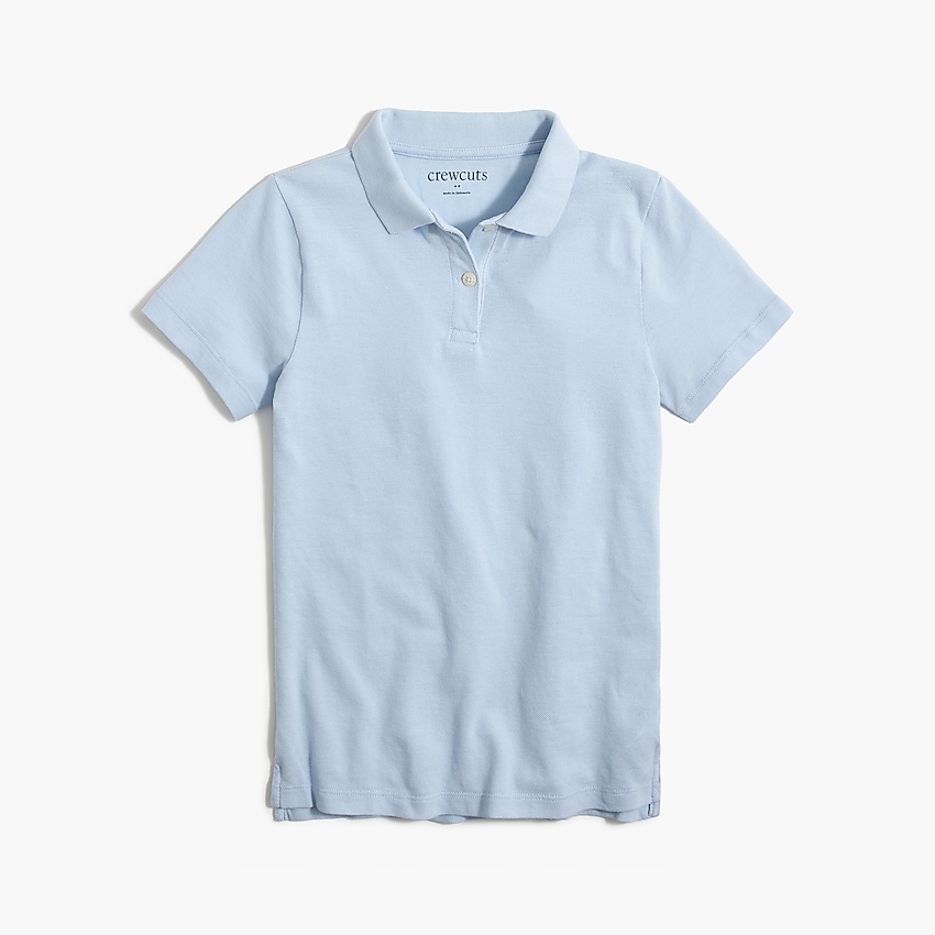 factory: kids' cotton piqué polo for girls, right side, view zoomed