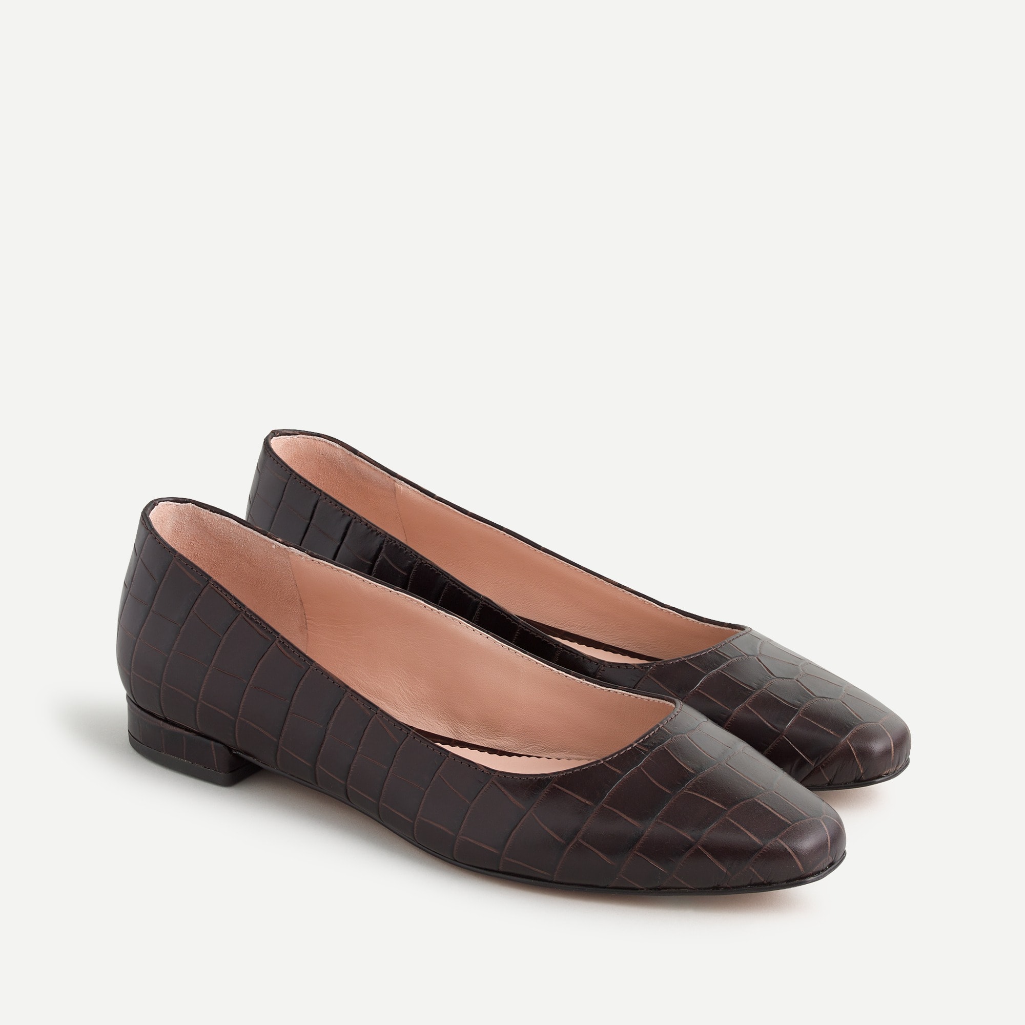 J.Crew: Carolyn Skimmer Flats In Croc-embossed Leather For Women