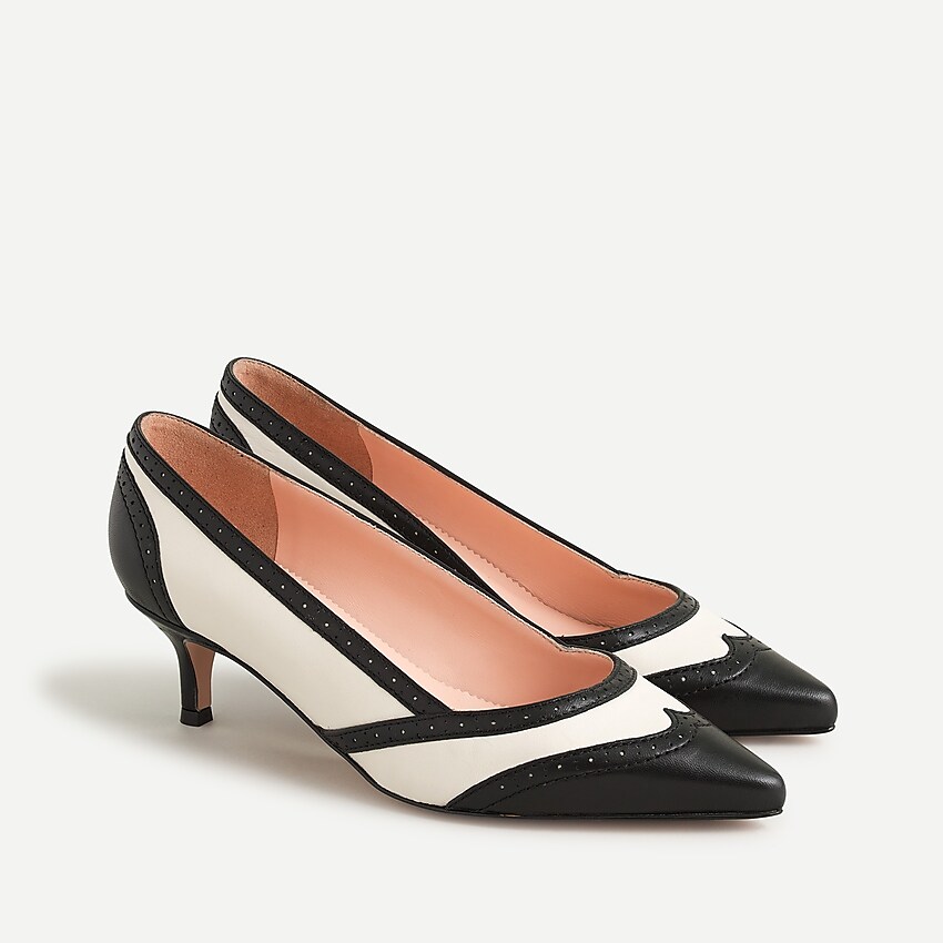 j.crew: sophia leather spectator pumps for women, right side, view zoomed