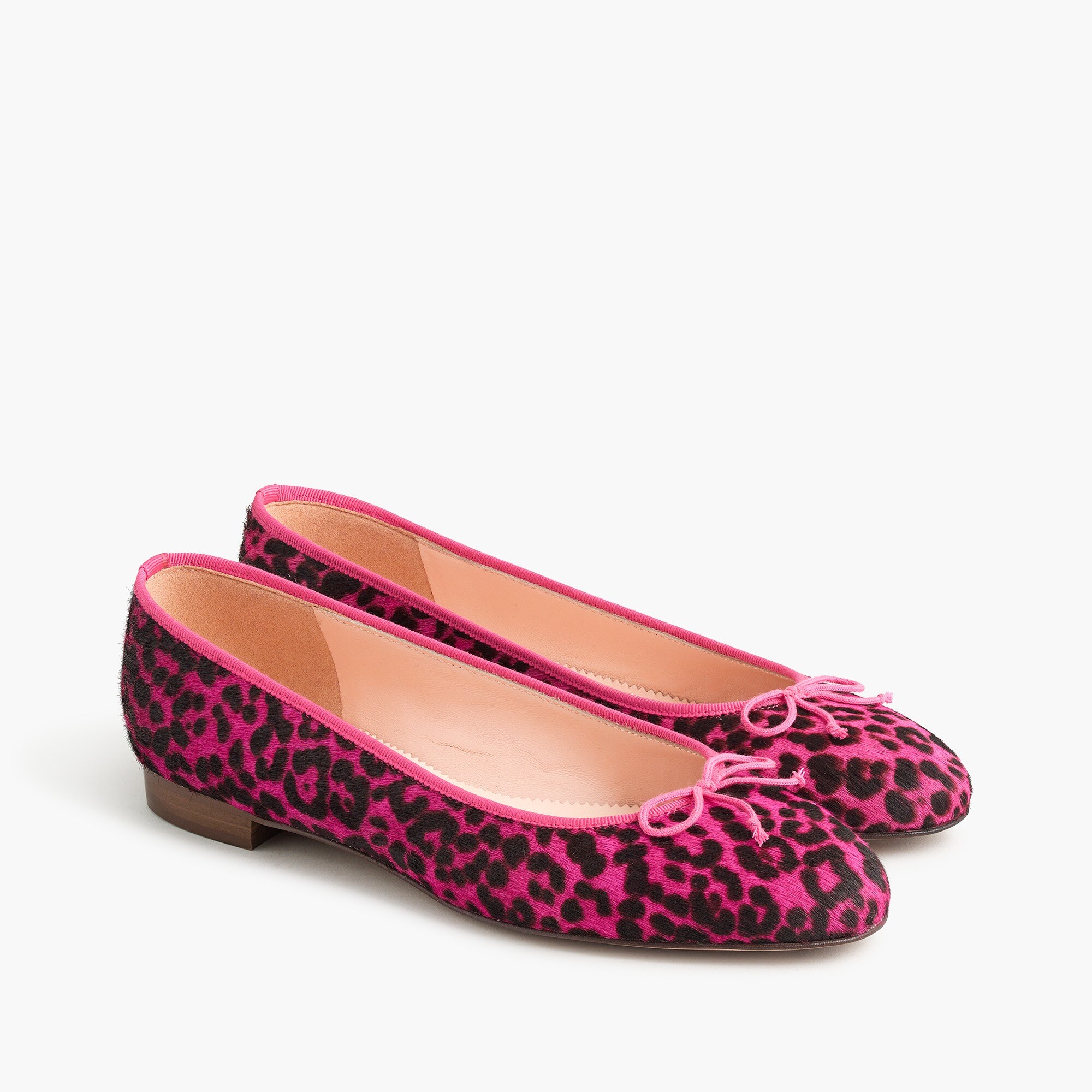 Kiki Ballet Flats In Pink Leopard Calf Hair For Women | J.Crew