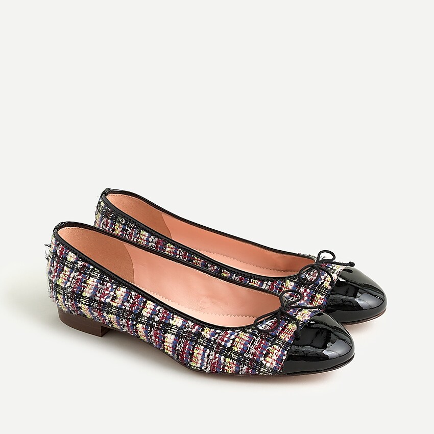 j.crew: kiki ballet flats with cap toe for women, right side, view zoomed