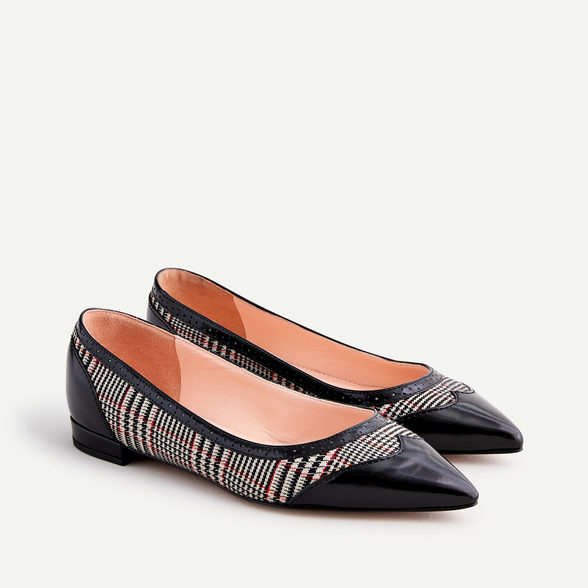 Pointed-toe spectator flats in plaid