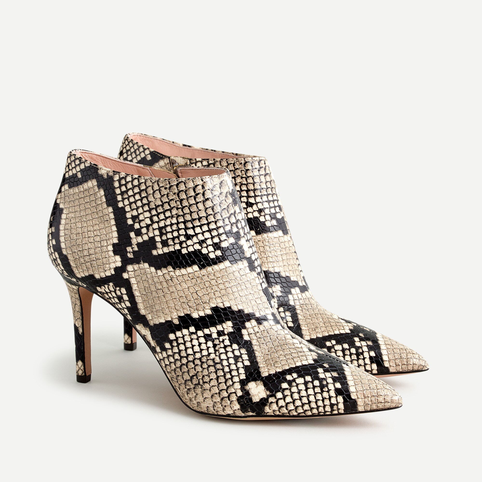 Low-cut ankle boots in snake-embossed leather