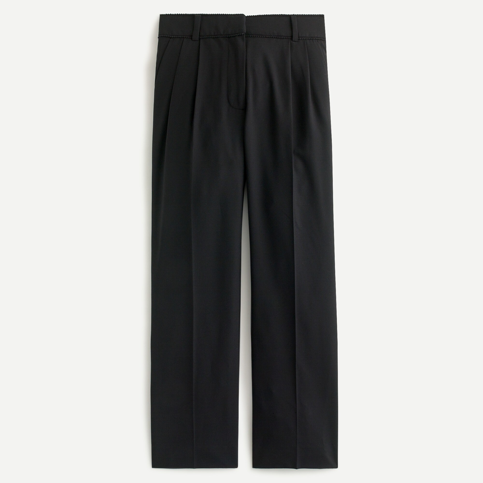 Crochet-trimmed pleated trouser