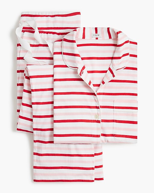 womens Petite striped knit pajama set