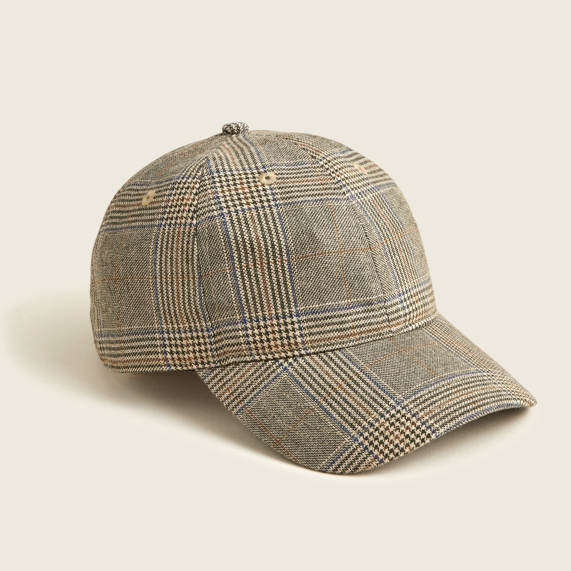 Baseball cap in houndstooth English cotton-wool