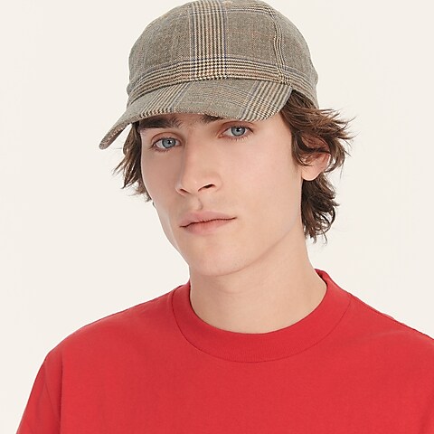 mens Baseball cap in houndstooth English cotton-wool