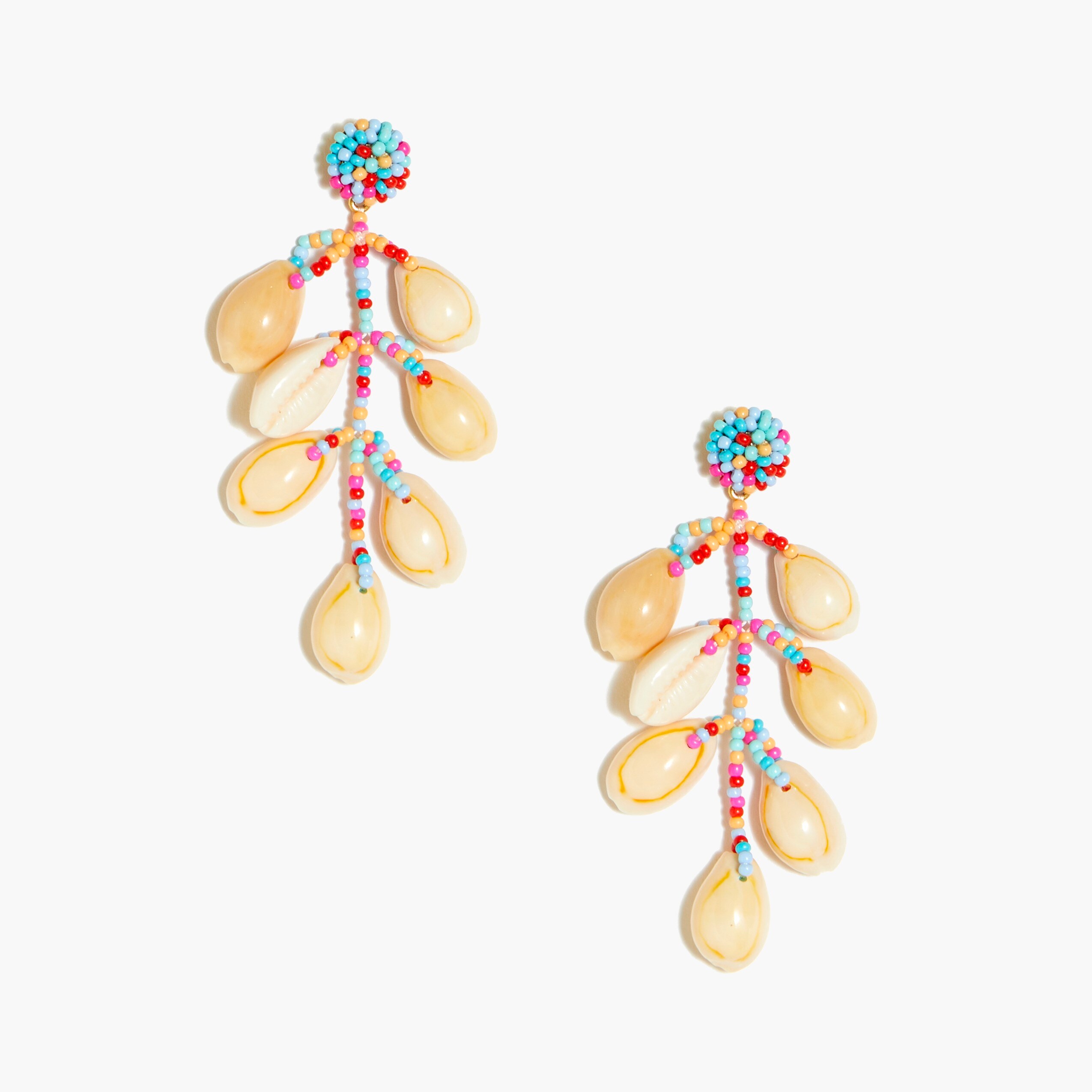 Beaded shell statement earrings