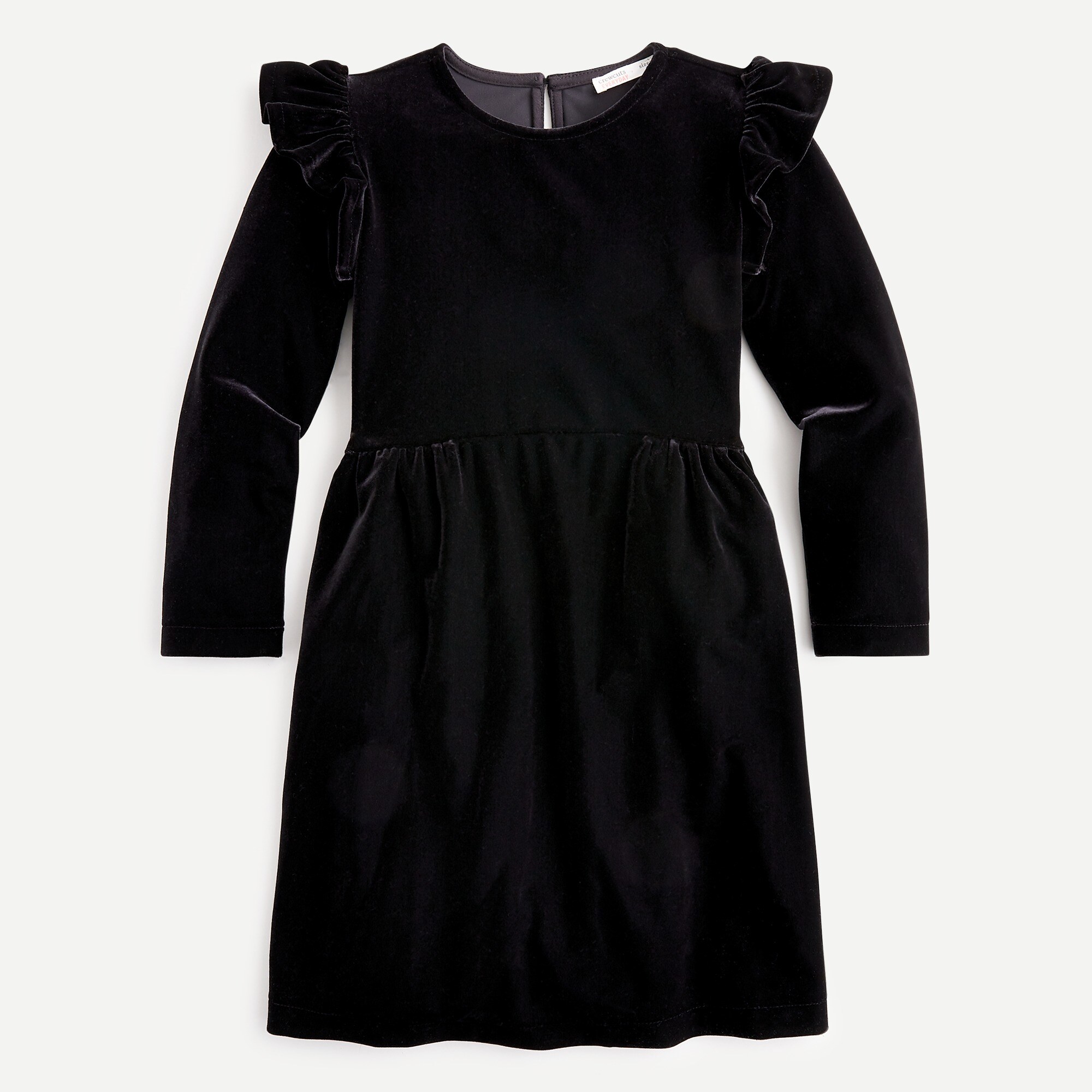 J.Crew Girls Ruffle shoulder Dress In Velvet For Girls