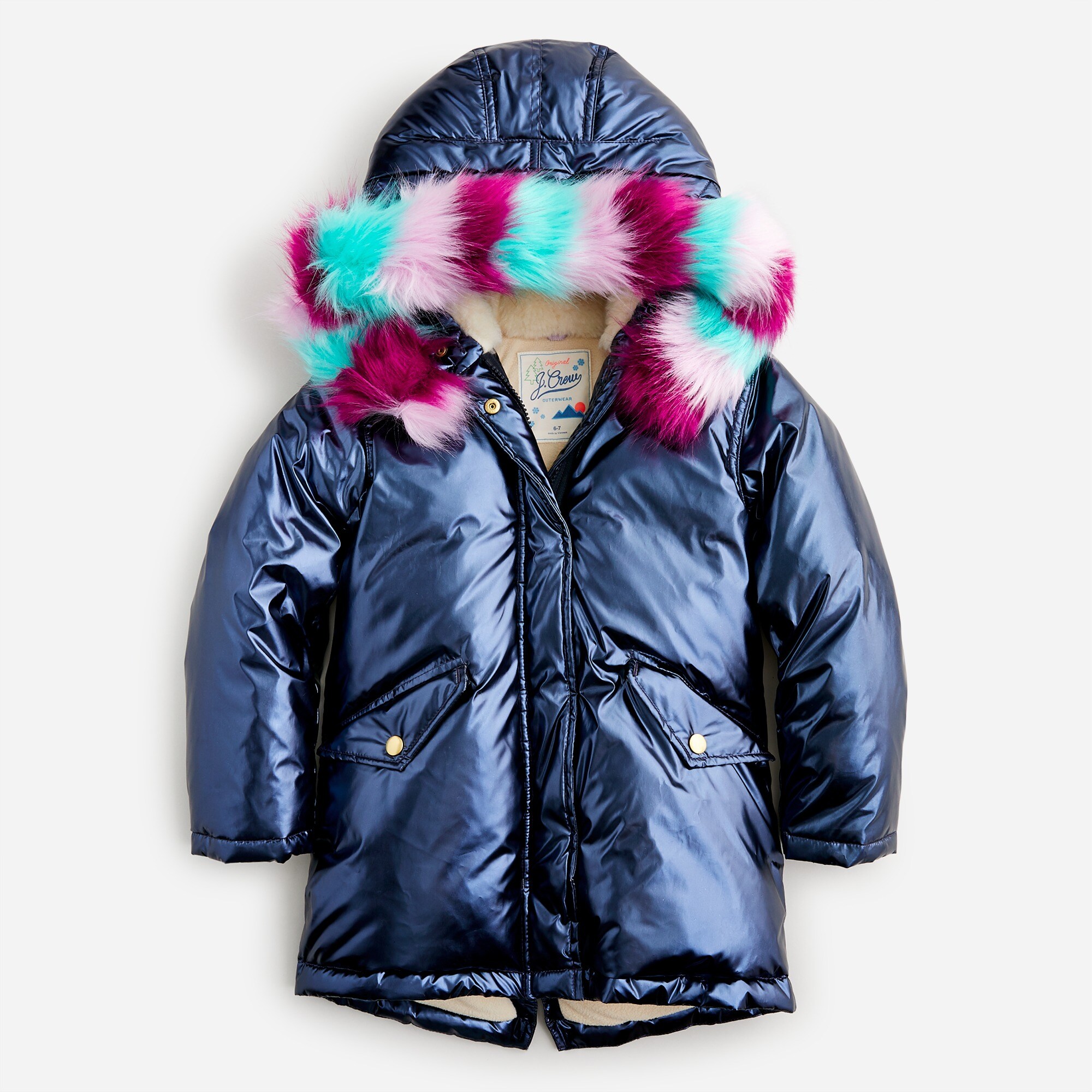 J.Crew Girls Metallic Fishtail Parka With PrimaLoft For Girls