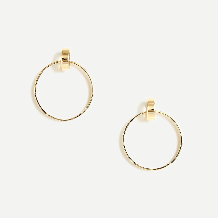 factory: gold double circle hoops for women, right side, view zoomed