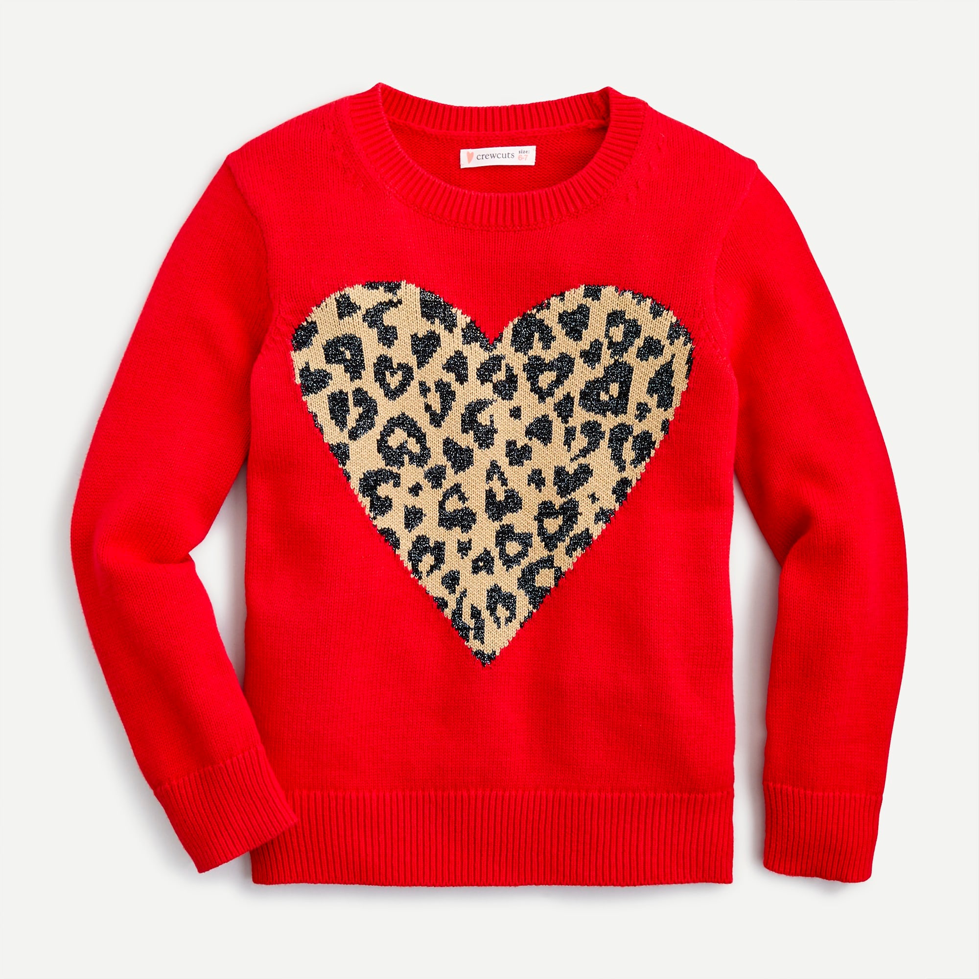 red shirt with leopard heart