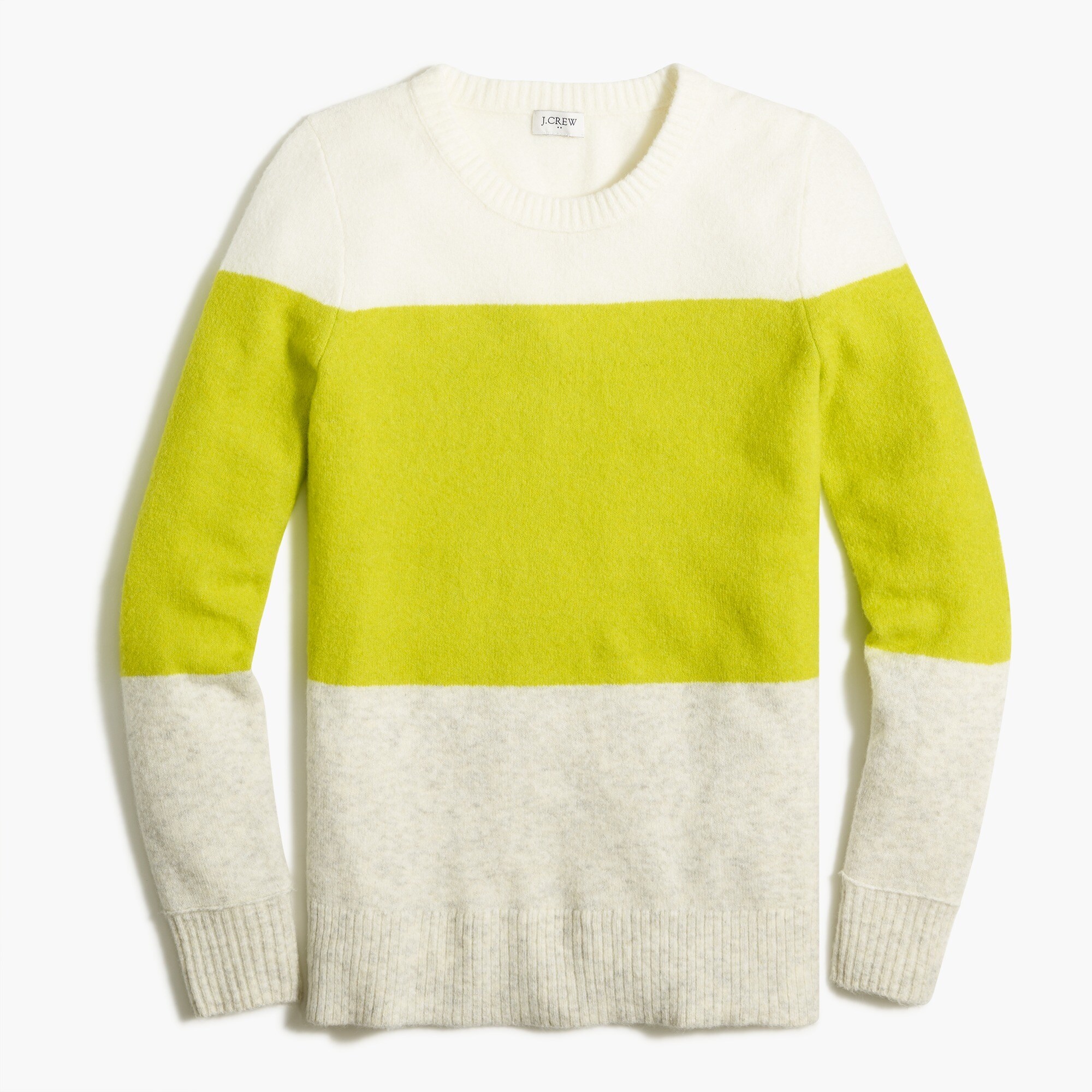 colorblock crewneck sweater in extra-soft yarn for women