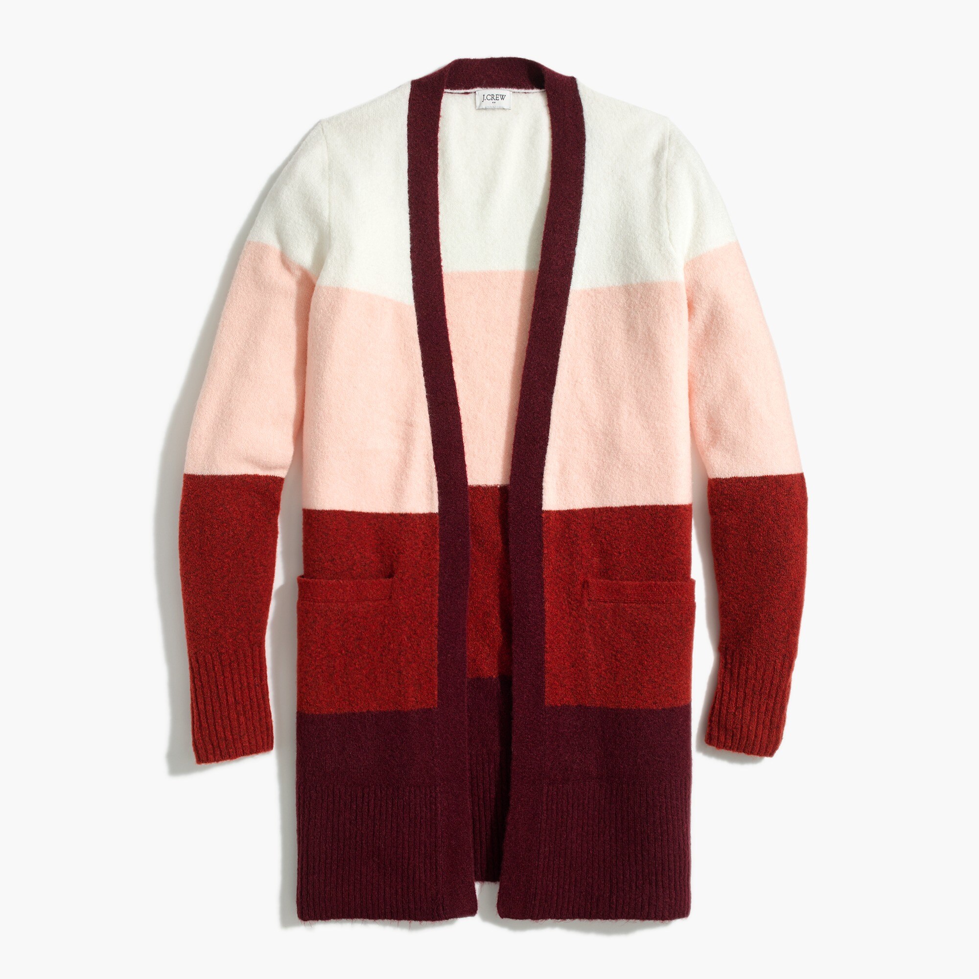 colorblock open-front cardigan sweater in extra-soft yarn for women