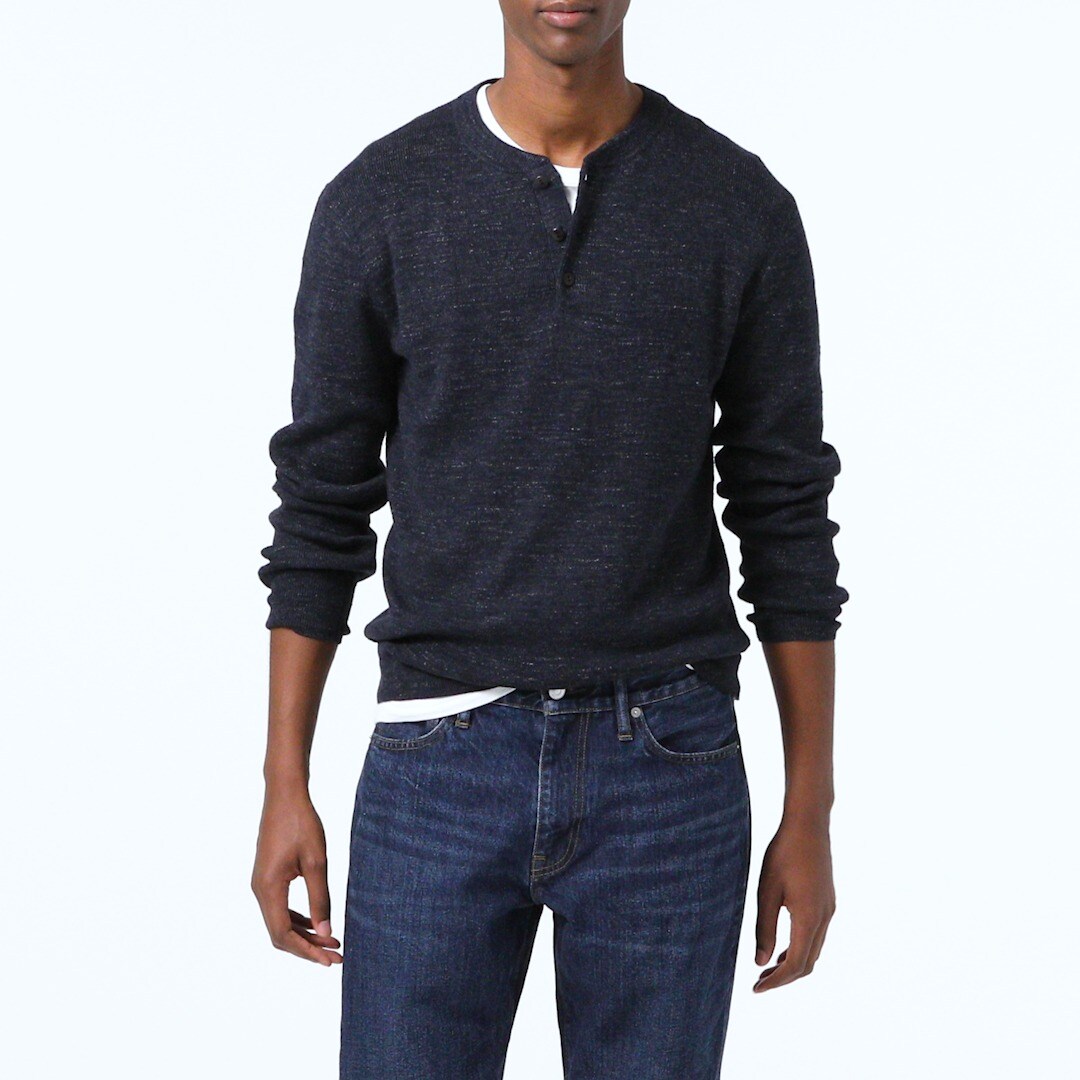 rugged cotton henley sweater