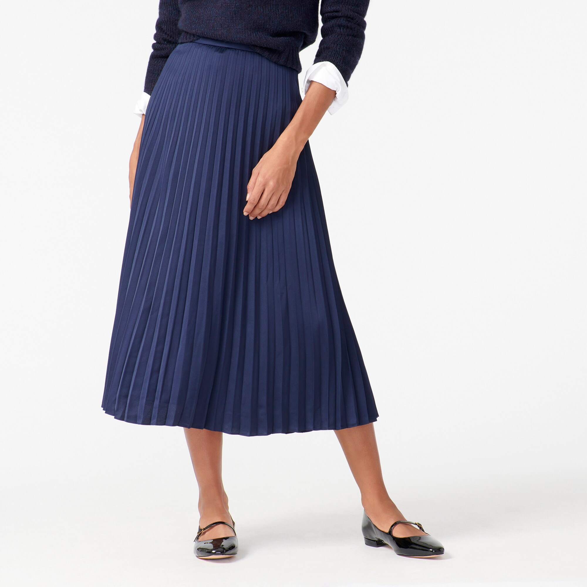 mid length pleated skirts qvc