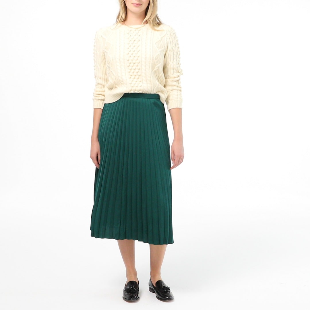 j crew denim pleated skirt