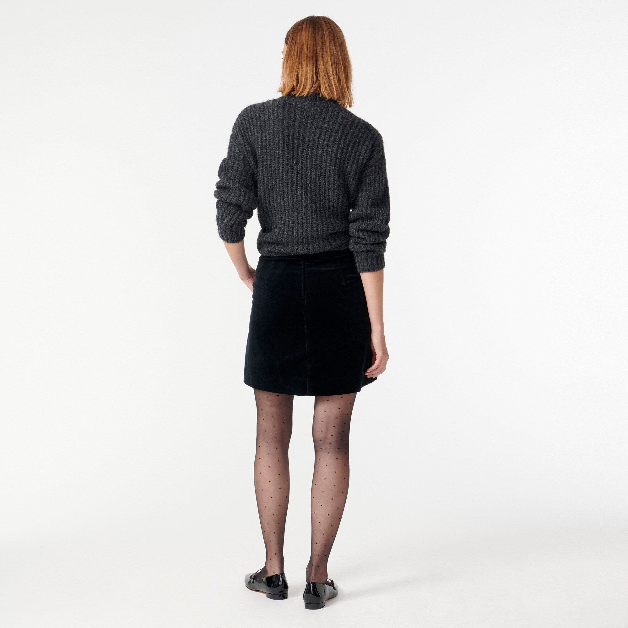 j crew black velvet skirt