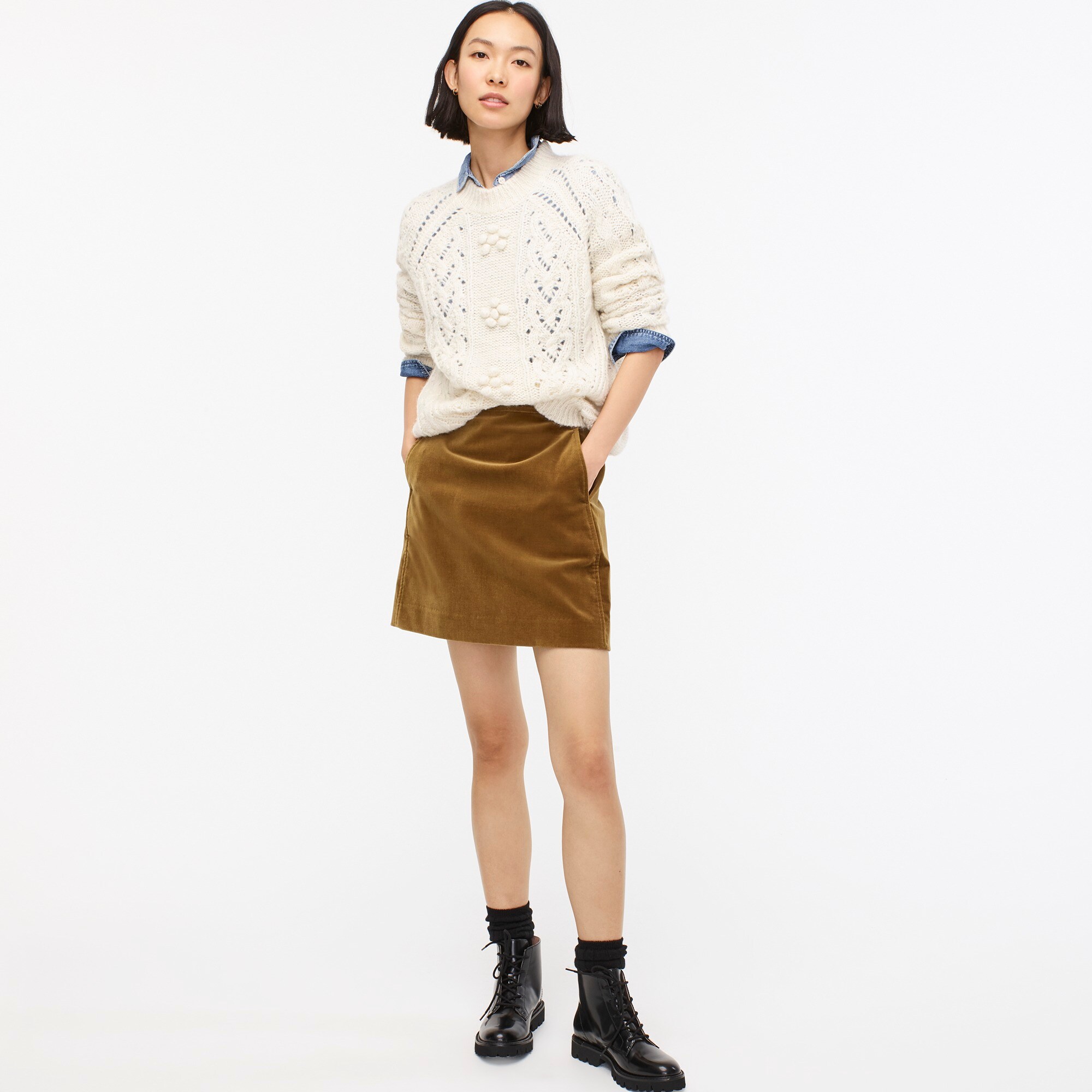 j crew black velvet skirt