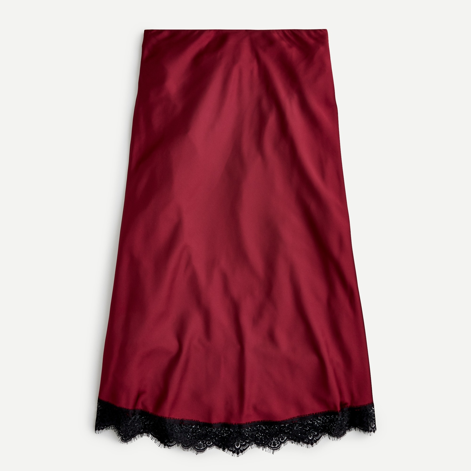 Lace-trimmed pull-on slip skirt
