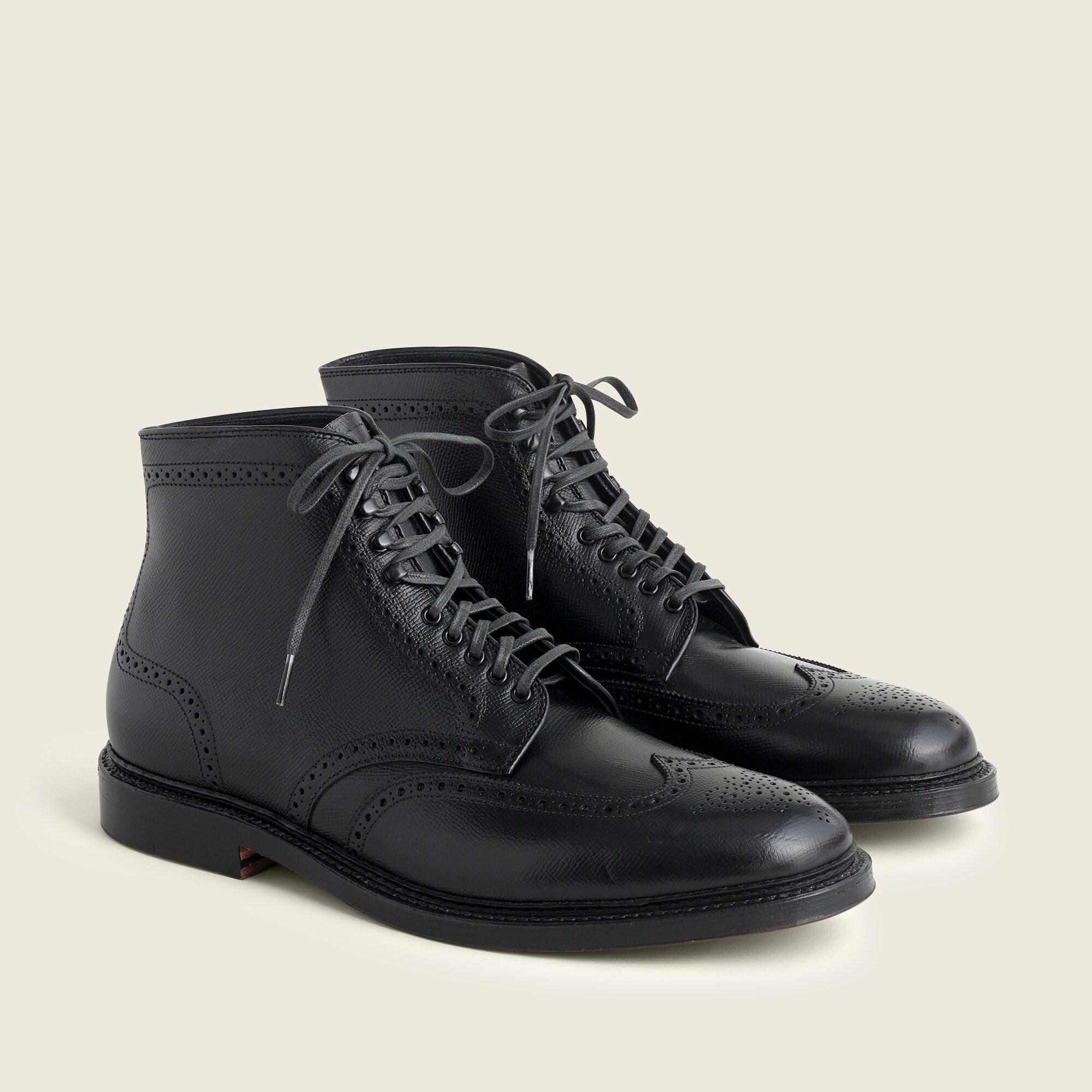 J.Crew Alden For J.Crew Pebbled Leather Wing Tip Boots For Men