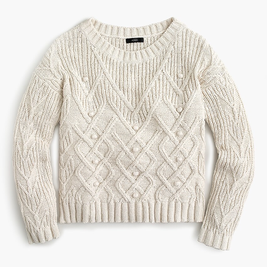 J.Crew: Cotton Cable-knit Pointelle Sweater For Women