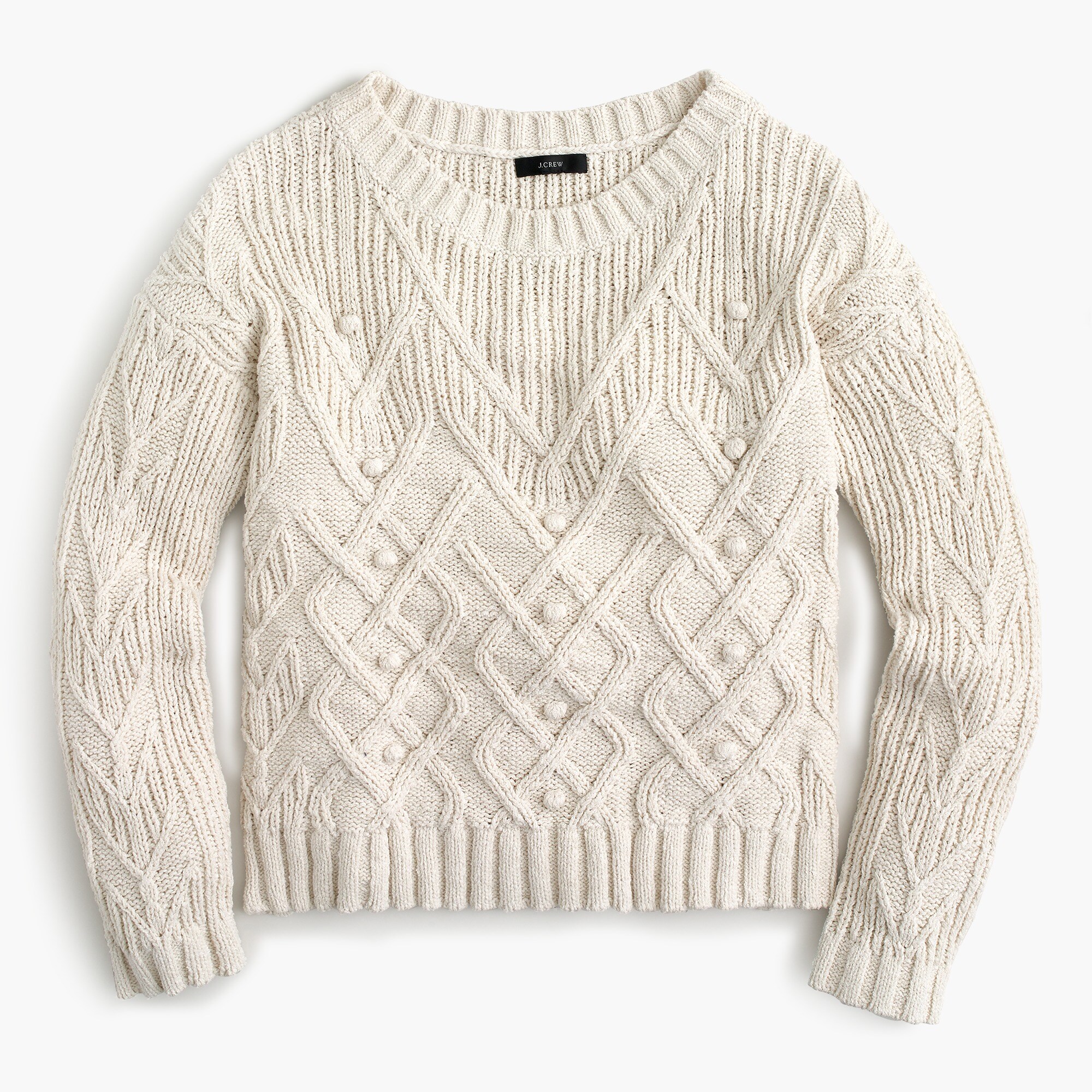 Cotton cable-knit pointelle sweater