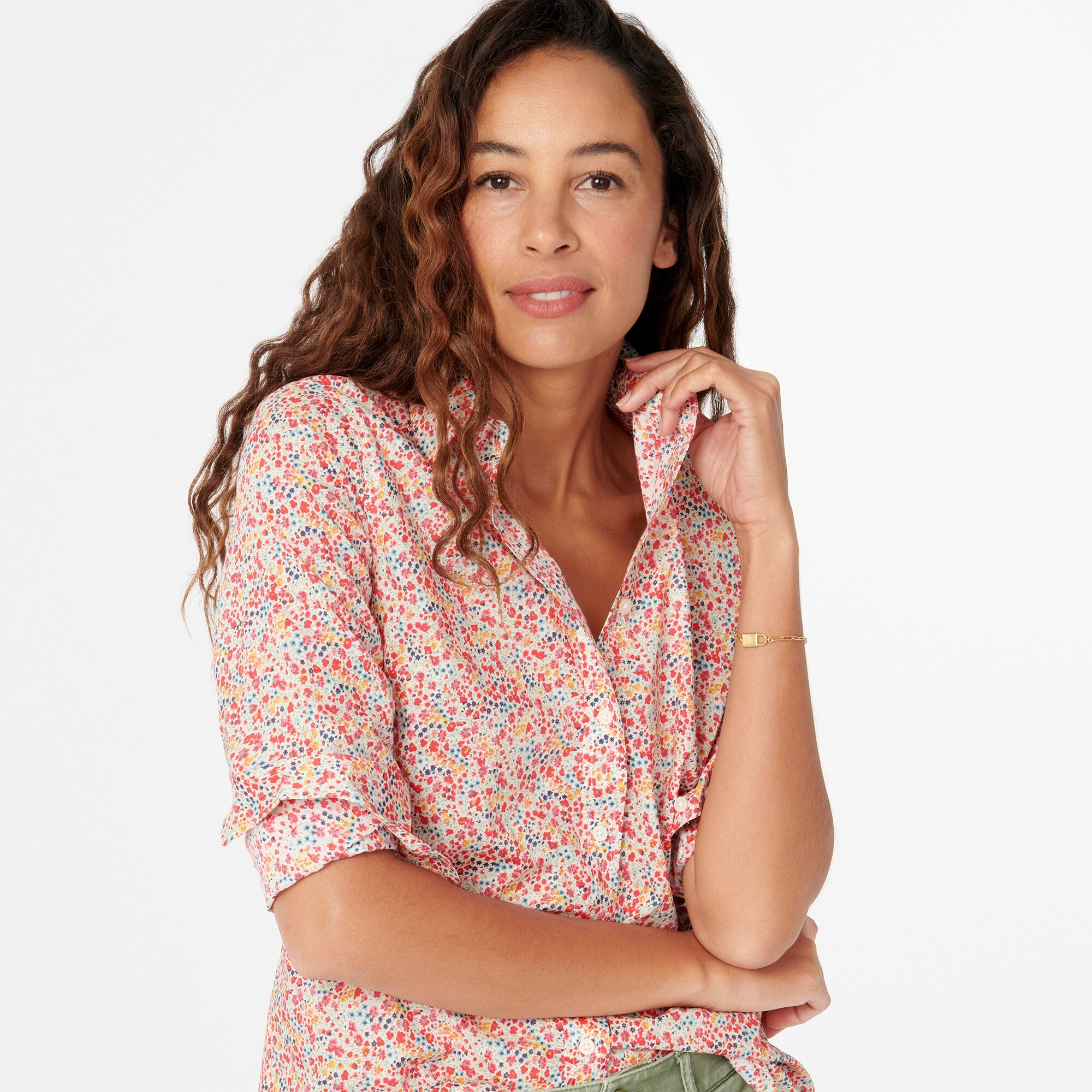 j.crew: slim perfect shirt in liberty&reg; phoebe floral for women, right side, view zoomed