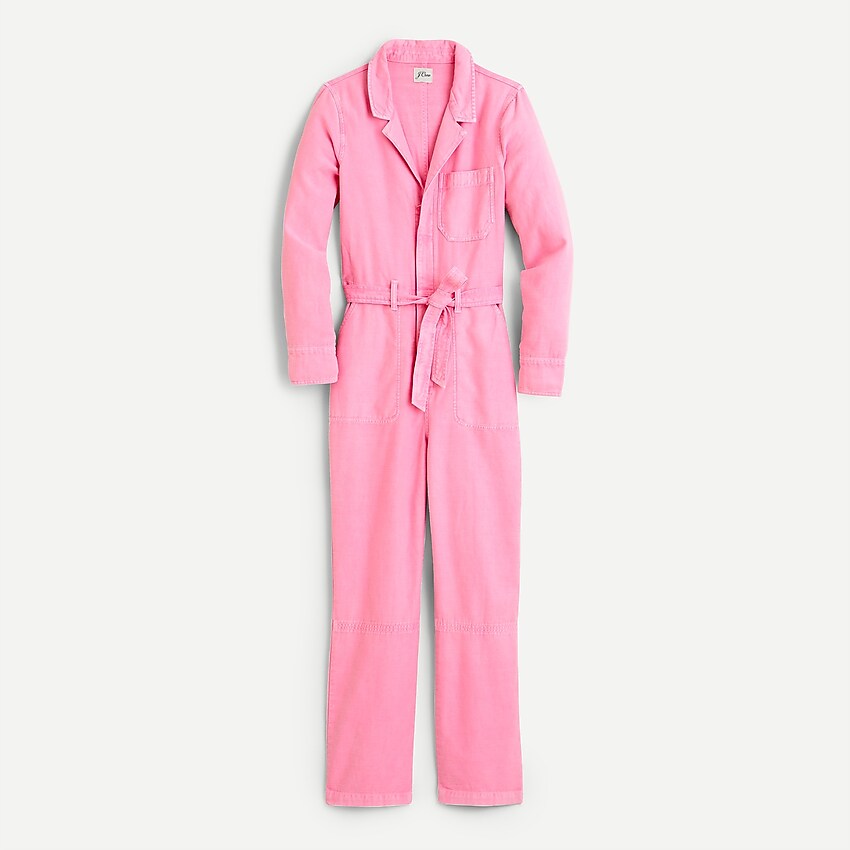 j.crew: garment-dyed coverall jumpsuit for women, right side, view zoomed