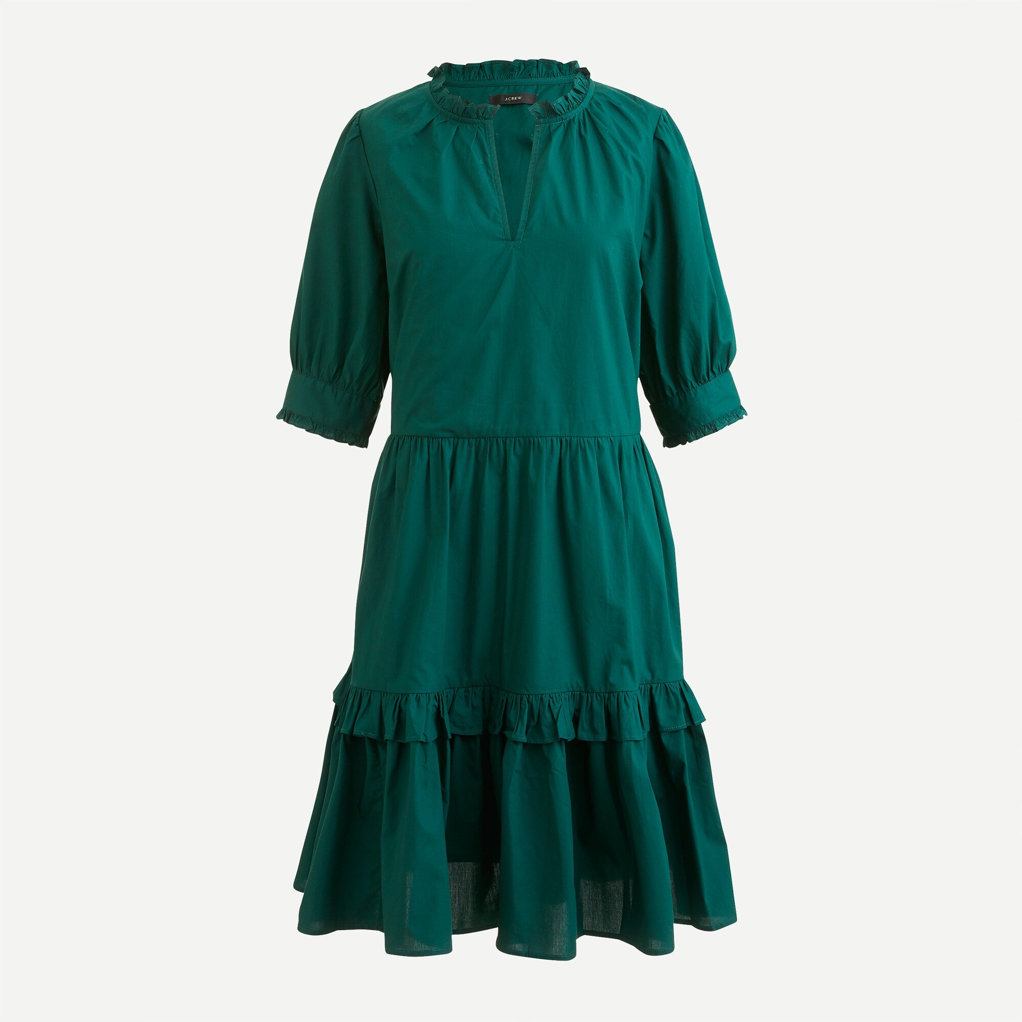 Ruffleneck tiered popover dress