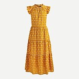 Tiered cotton voile dress in floating sunflowers