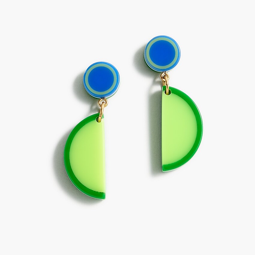 j.crew: edie parker® x j.crew resin lime wedge drop earrings for women, right side, view zoomed