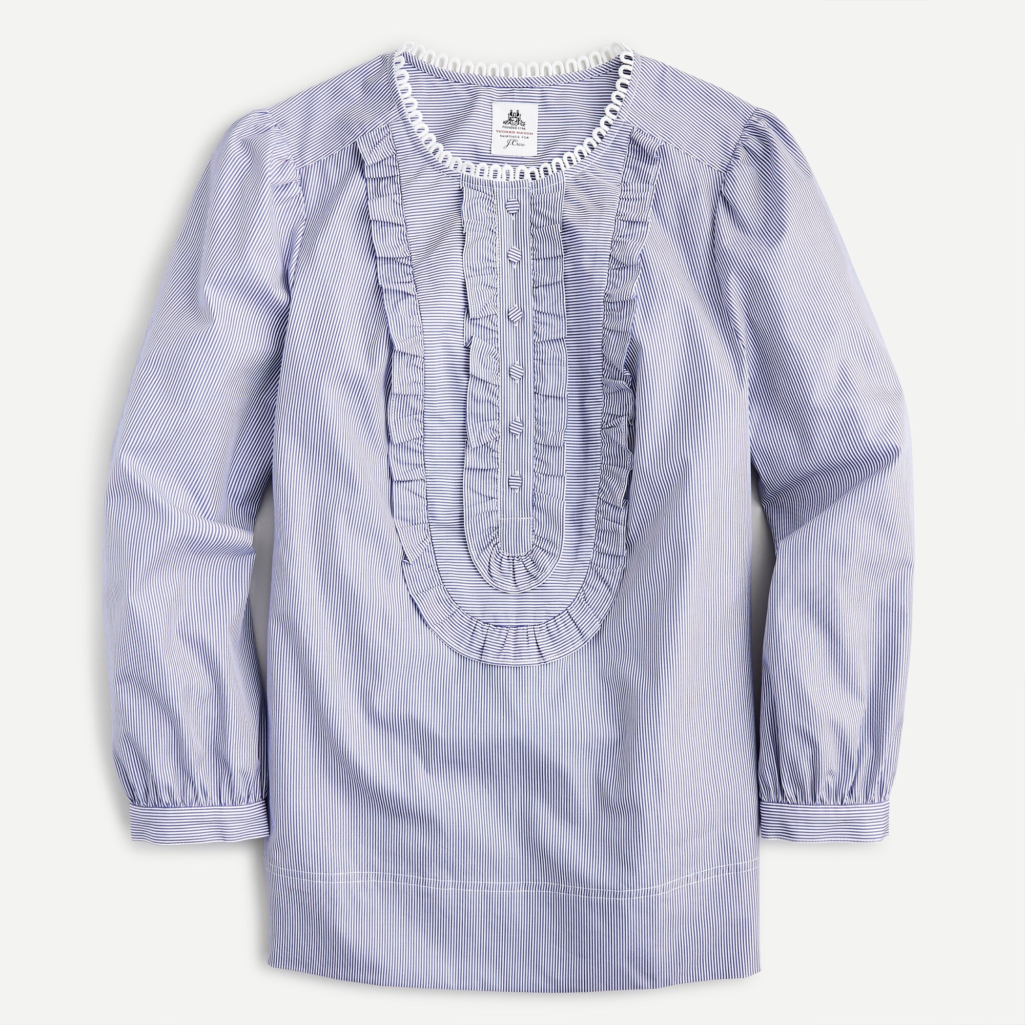 Thomas Mason® for J.Crew ruffle-front top in stripe