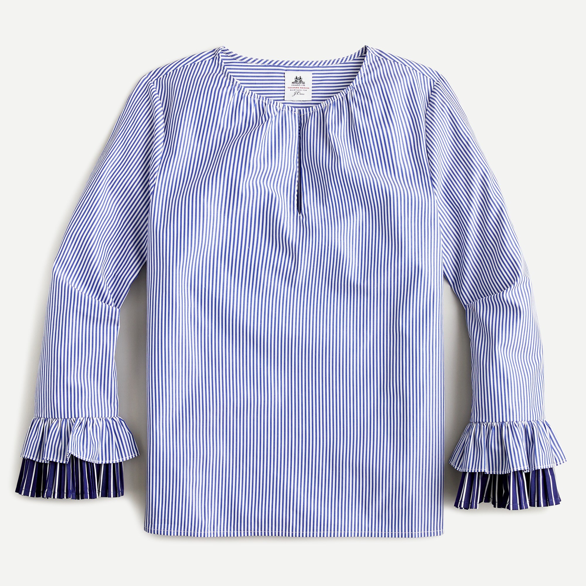 Thomas Mason® for J.Crew ruffle-cuff top in stripe