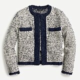 Open-front cropped jacket in contrast tweed