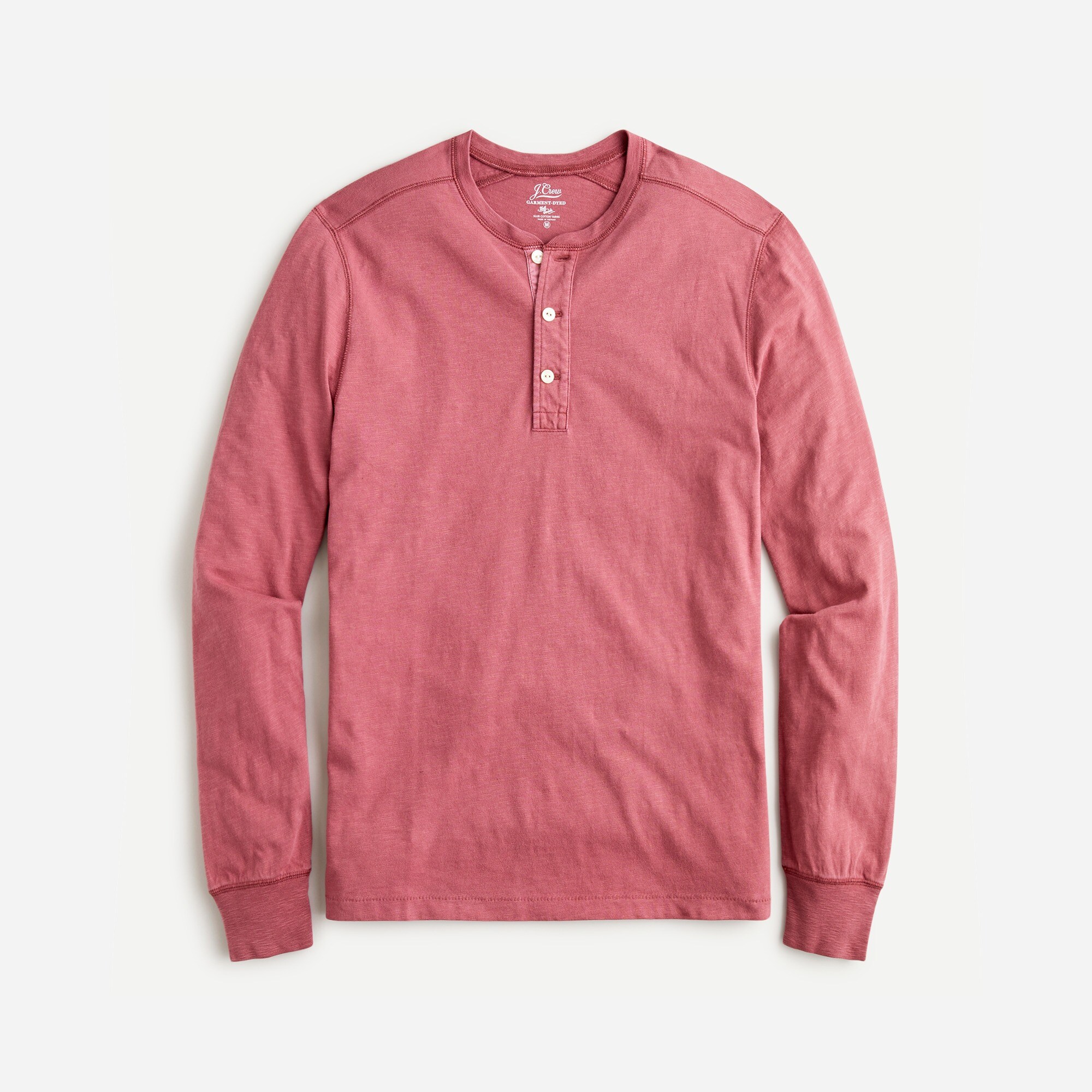 Garment-dyed slub cotton henley
