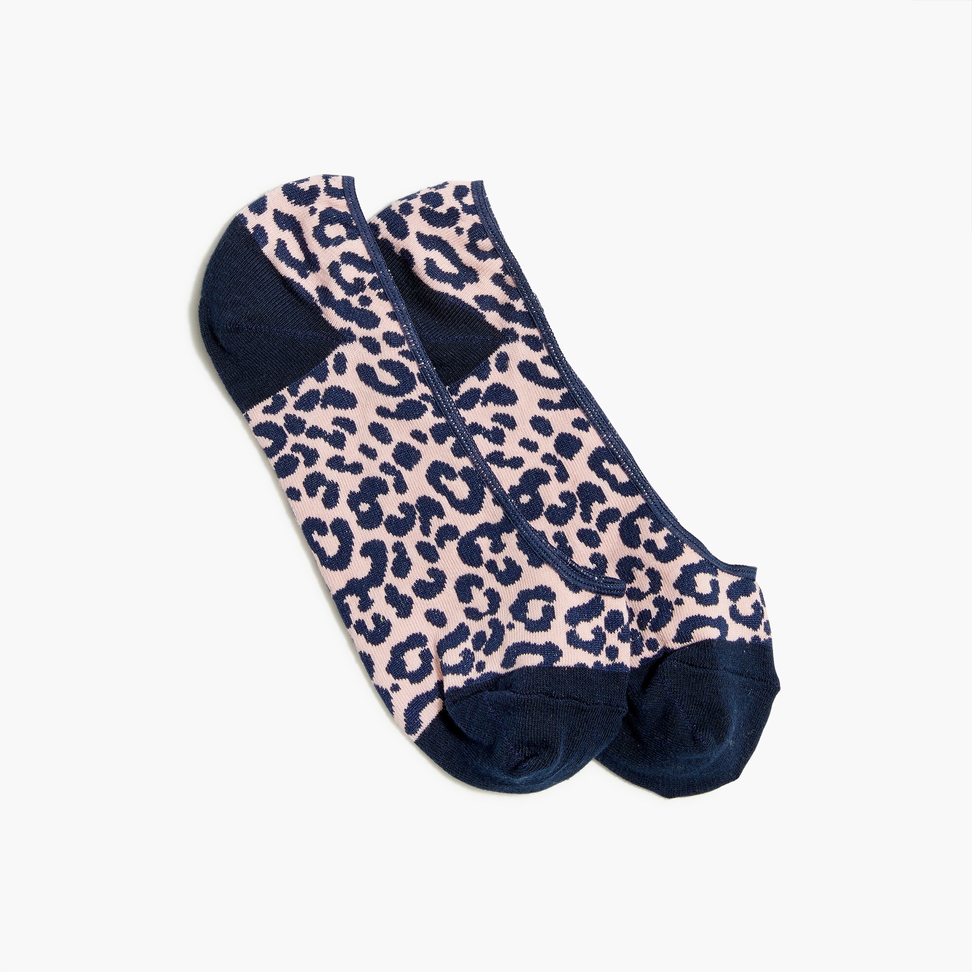 Two-tone leopard no-show socks