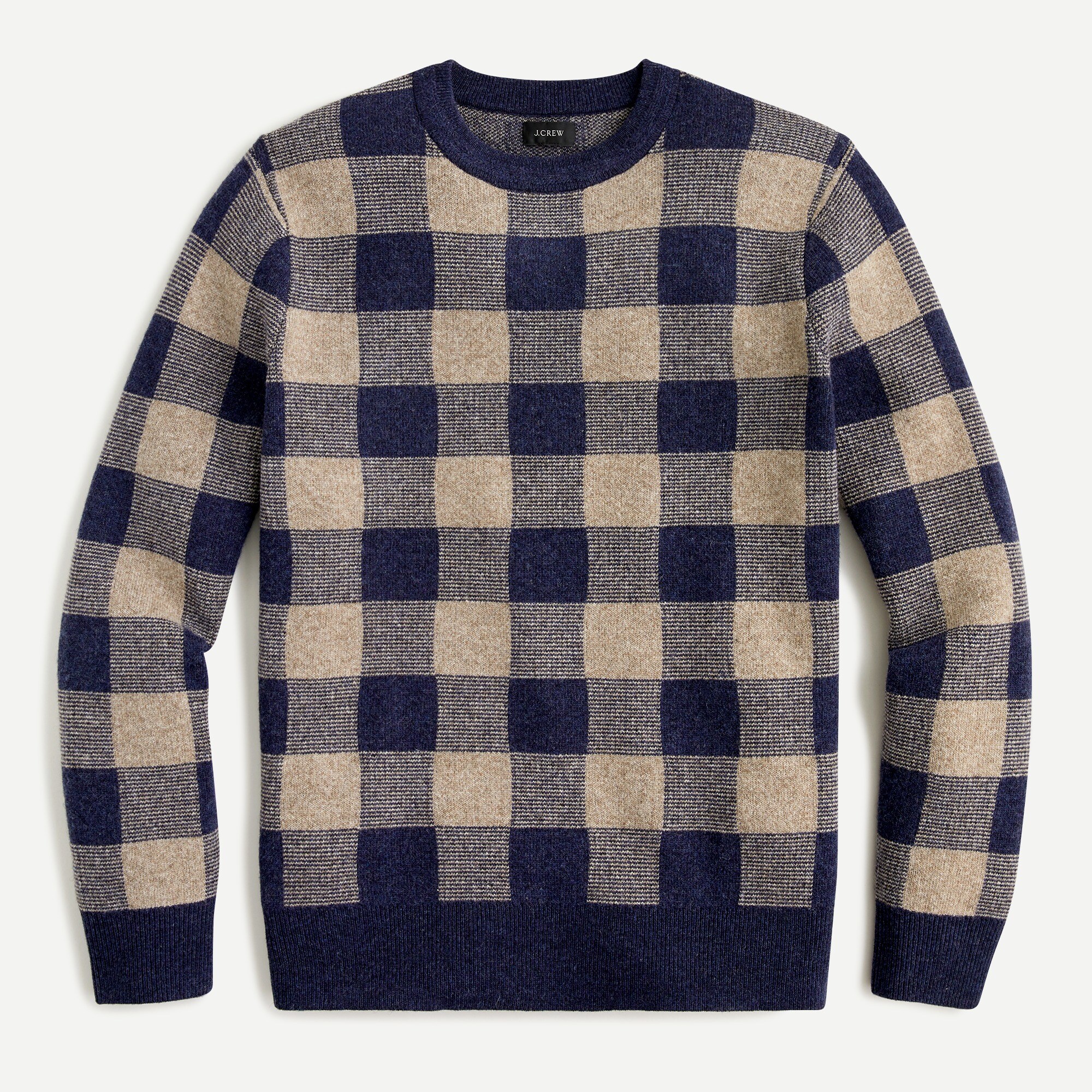 Merino wool-blend sweater in buffalo check
