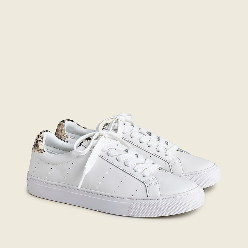 j.crew: saturday sneakers with snake-print leather detail for women, right side, view zoomed