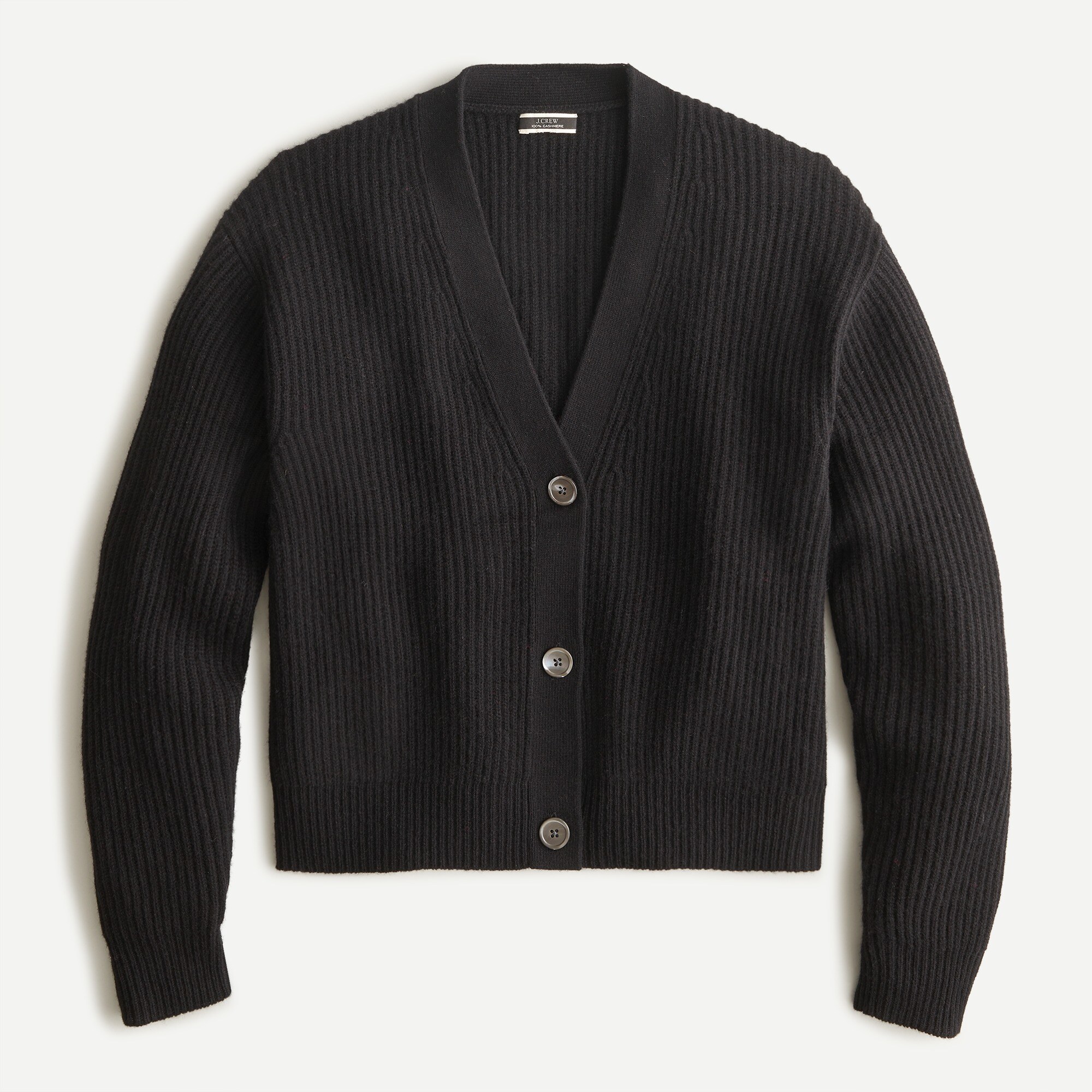 Ribbed cashmere V-neck cardigan sweater