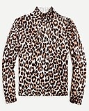 Silk-blend shoulder-button sweater in leopard