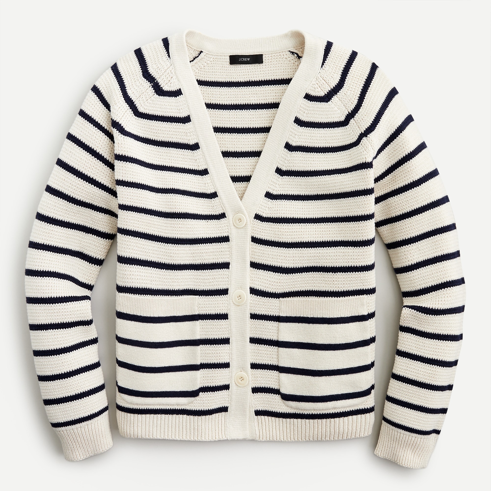 J.Crew: V-neck Cardigan Sweater In Stripe For Women