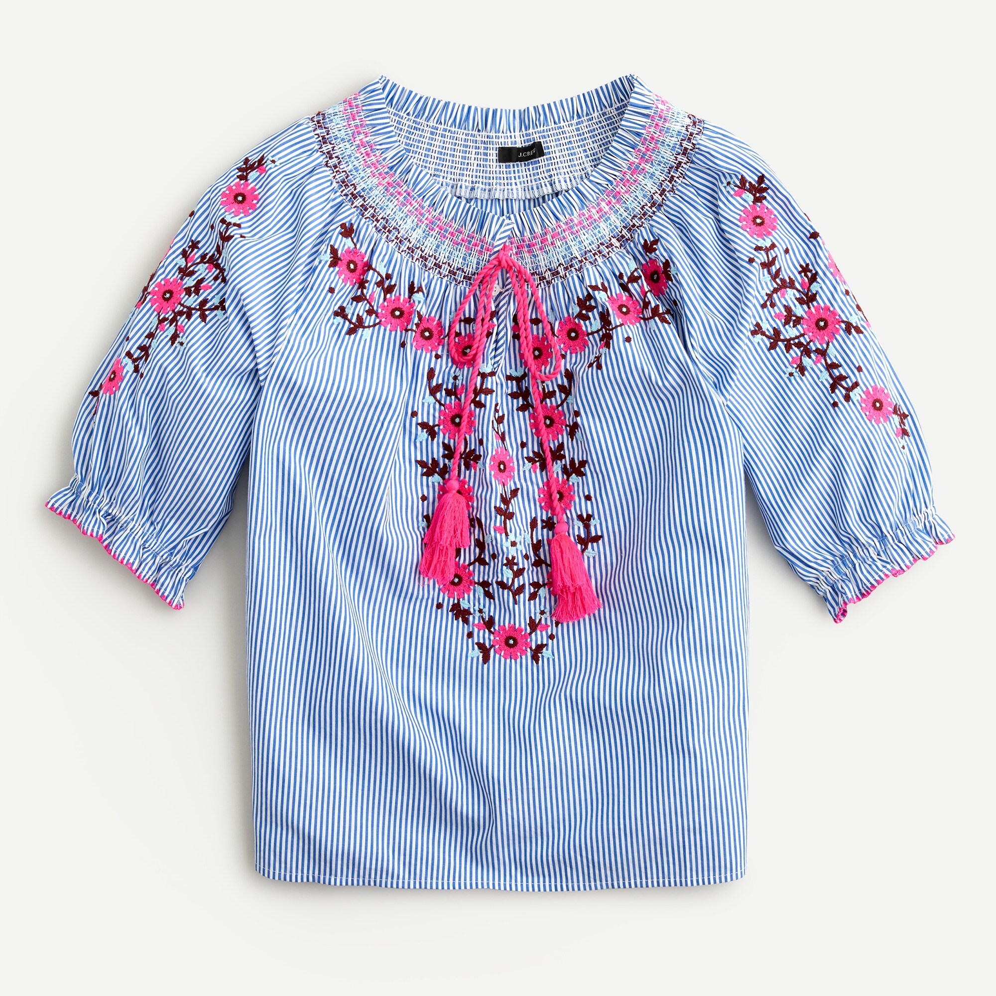 embroidered smock top