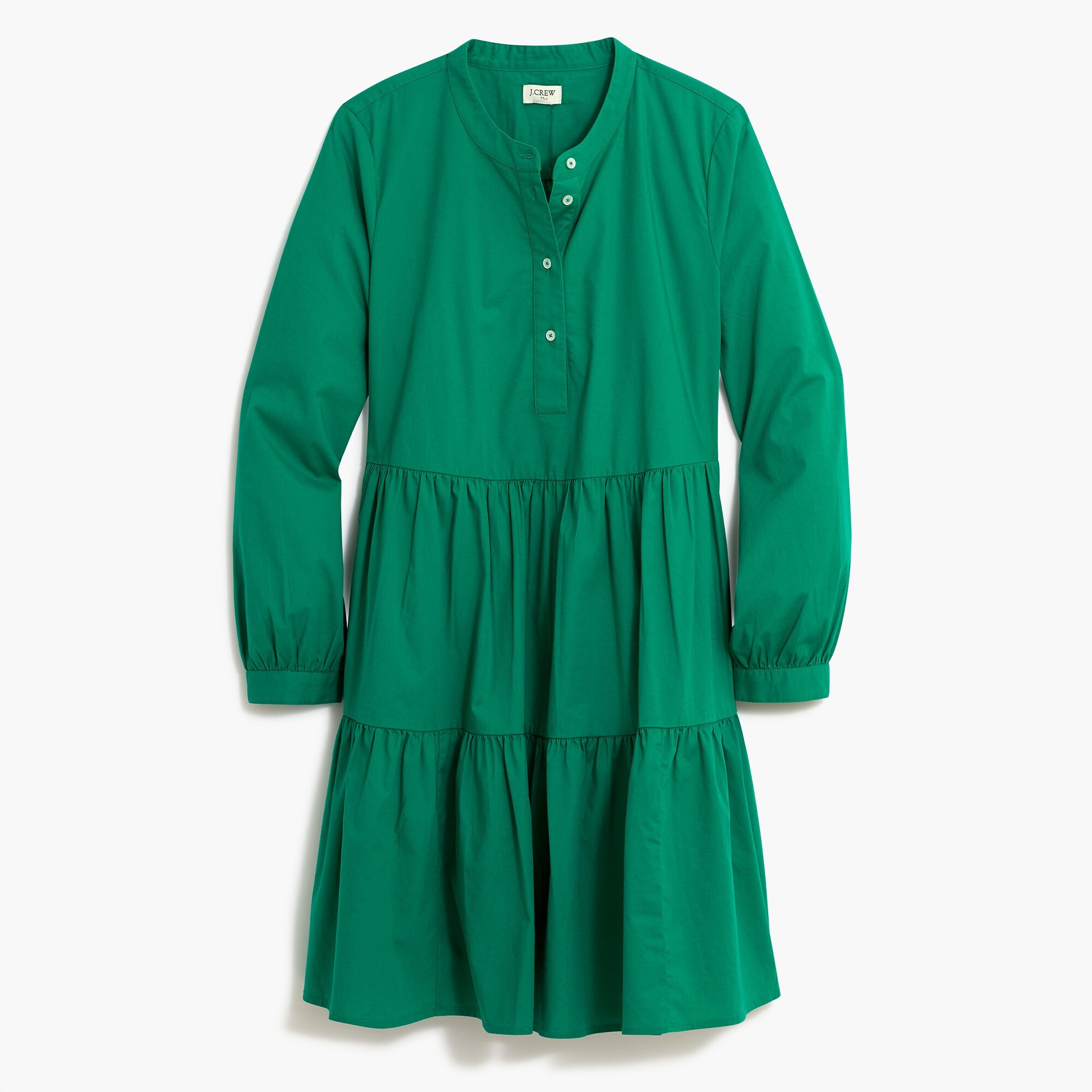 stretch cotton poplin tiered dress for women