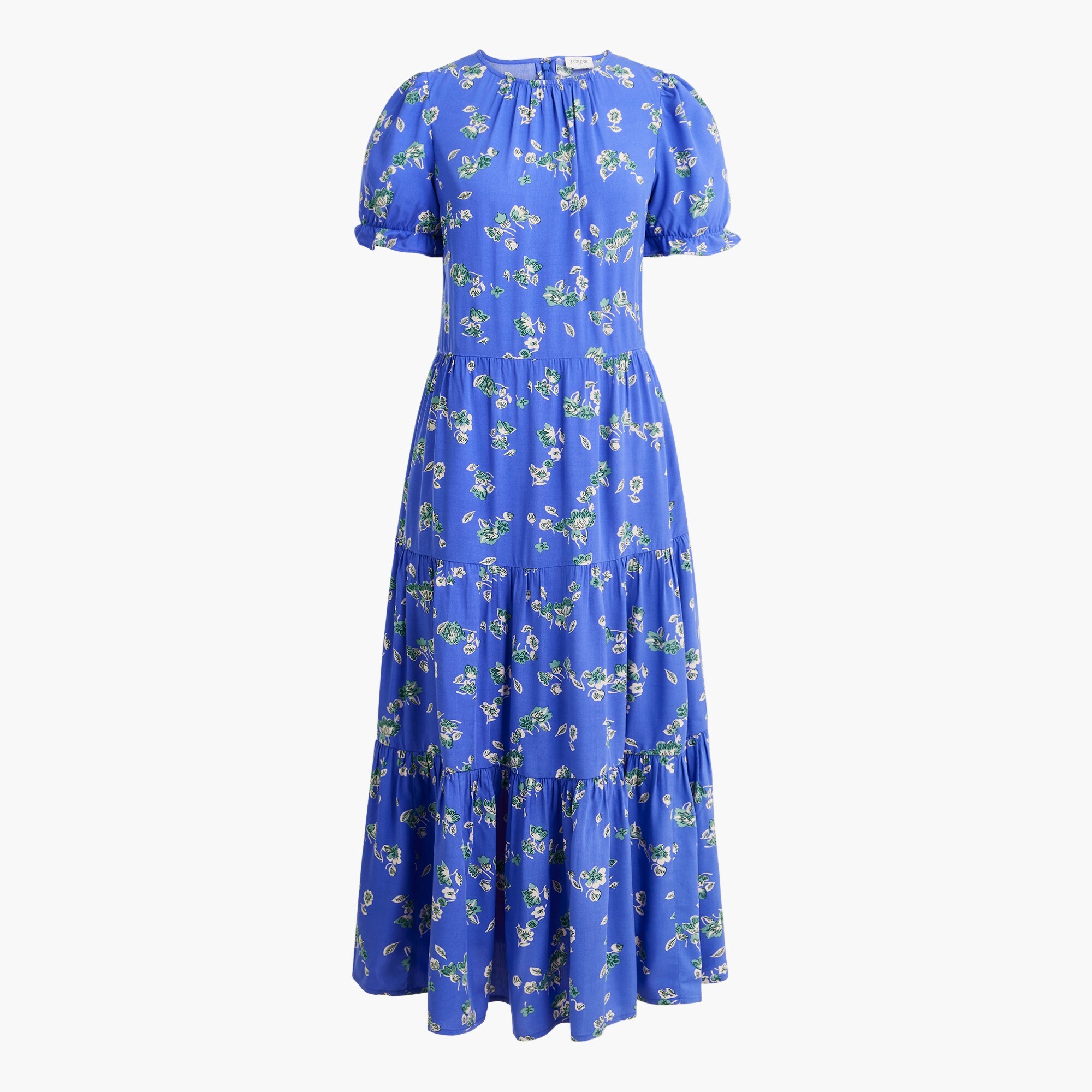 Puff-sleeve Tiered Midi Dress For Women | Factory