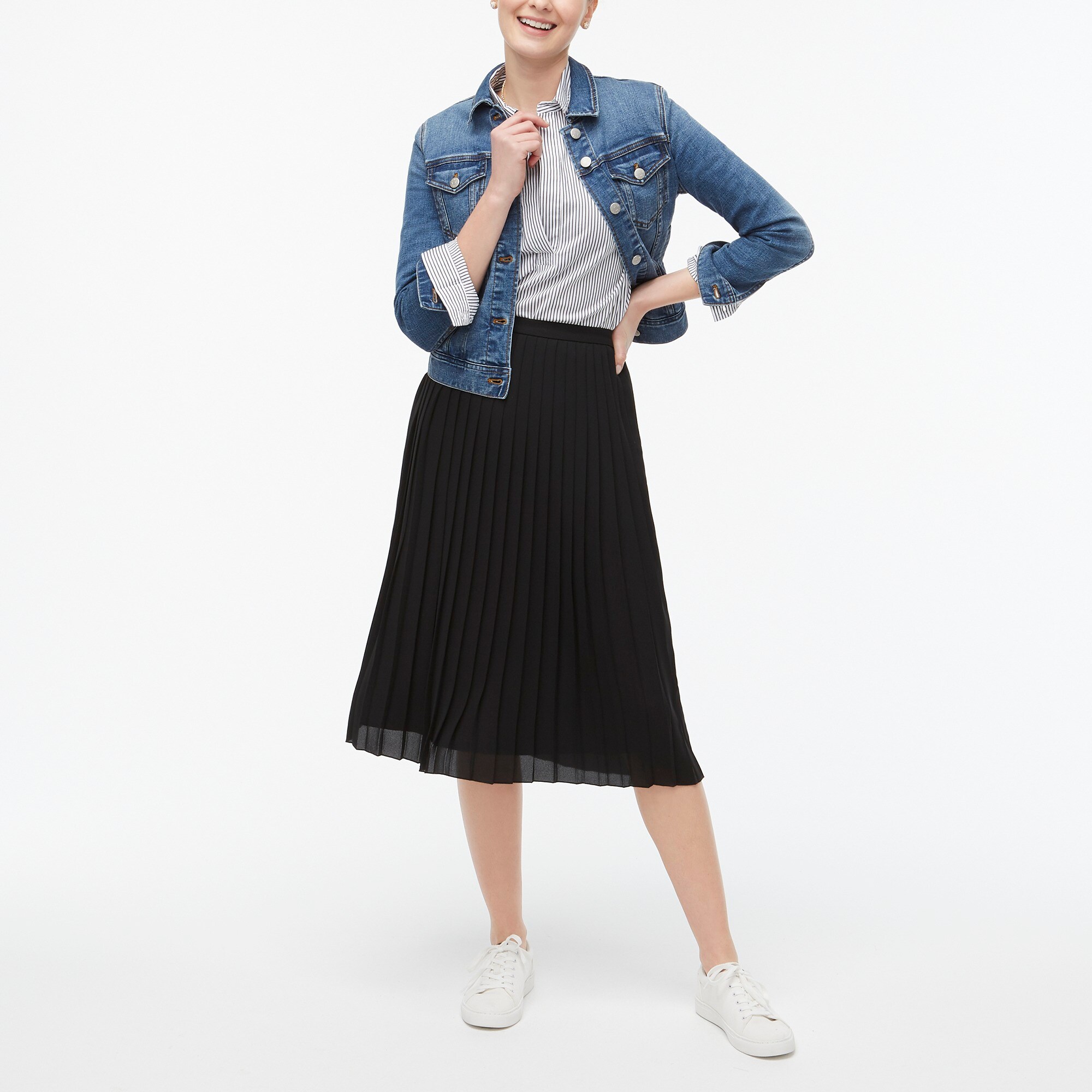 j crew factory red pleated skirt