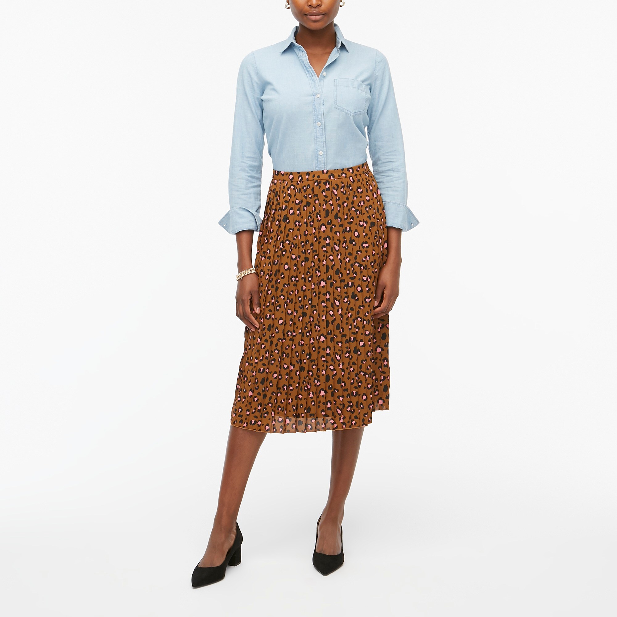 j crew factory red pleated skirt