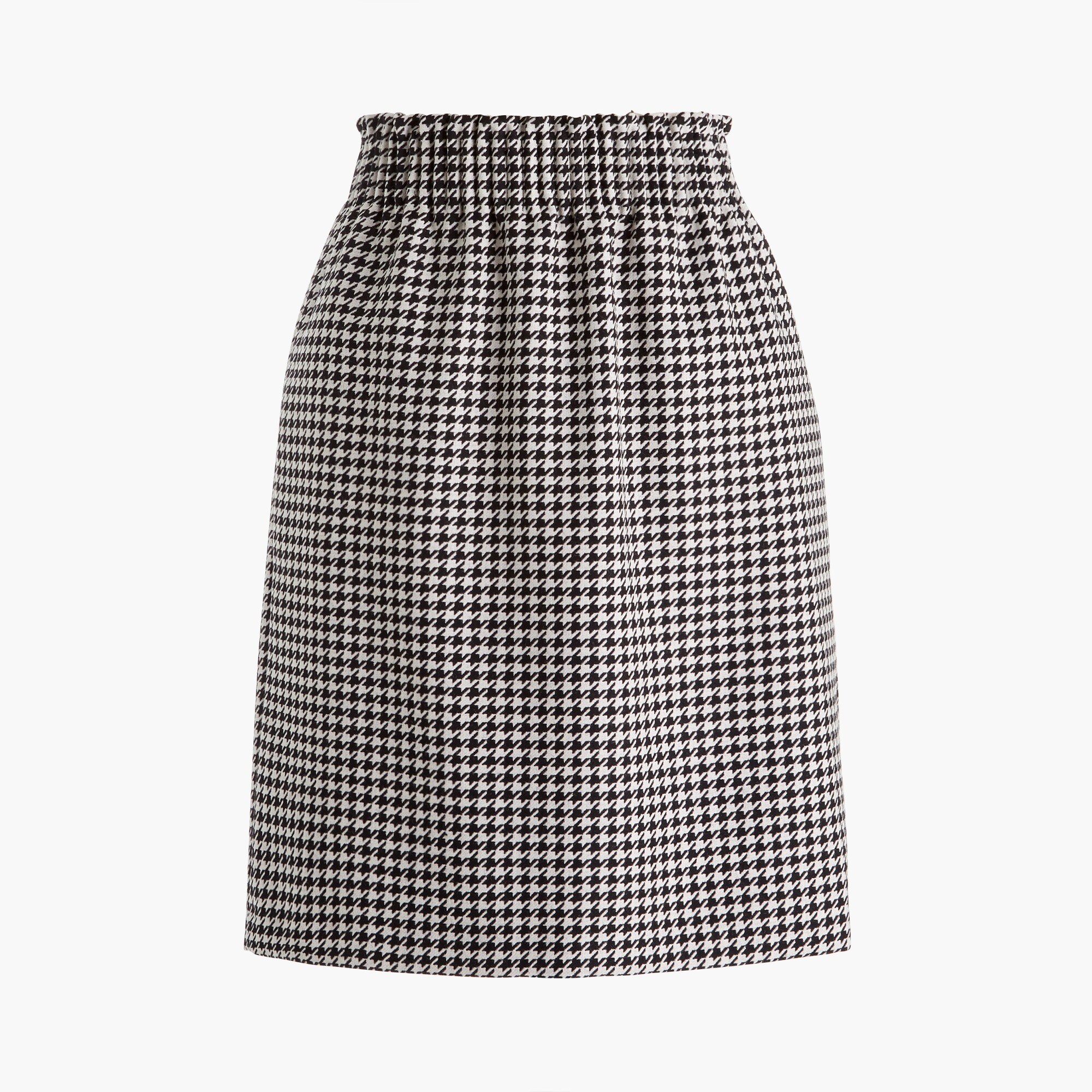Wool-blend pull-on mini skirt with elastic waist